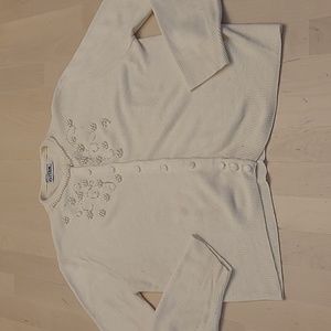 EUC 1950s 100% Virgin Dupont Interlock Hi-bulk Super Orlon Beaded Cardigan
